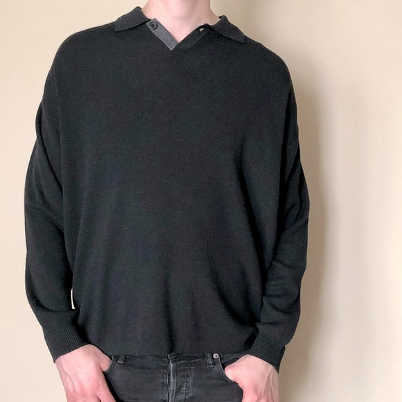 Francesco Morri Black Polo with buttons - Large - Picture 1 of 3